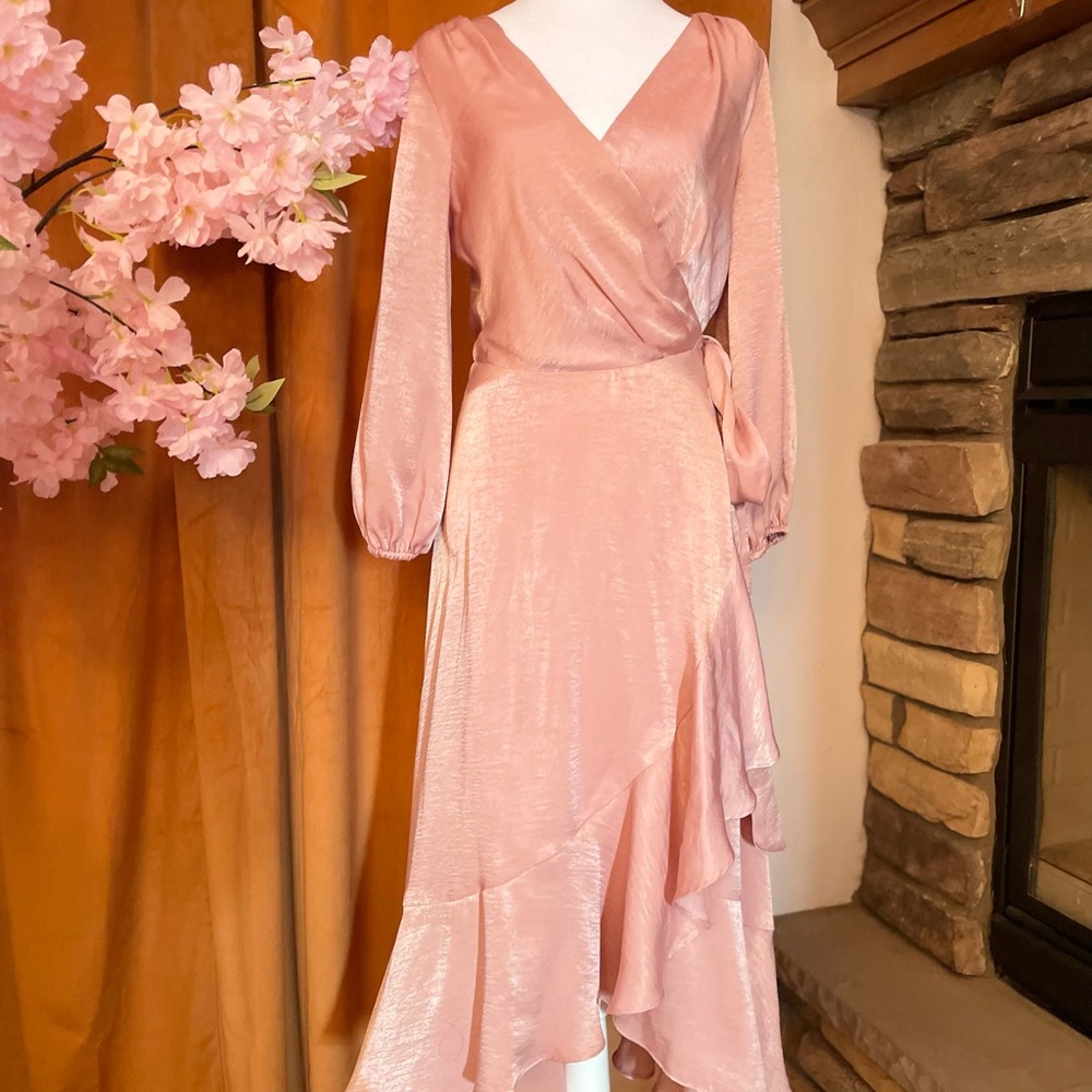 Gal Meets Glam Blush Midi Wrap Dress